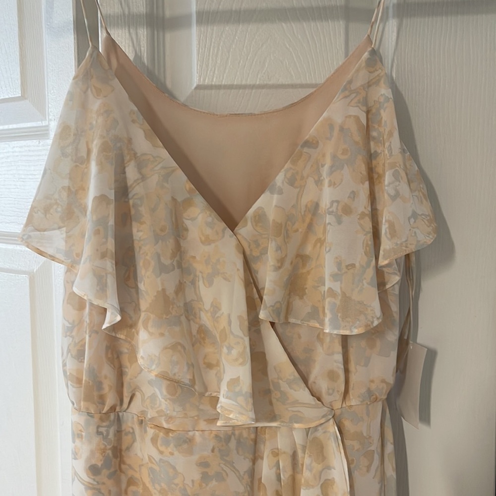 NWT Nouvelle Amsale Bridesmaids Drew Dress, peach floral print, small